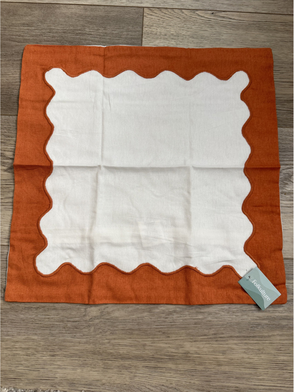 NEW! Folkulture Ripple Orange 18"x18" Cotton Cushion Covers Pack of 2